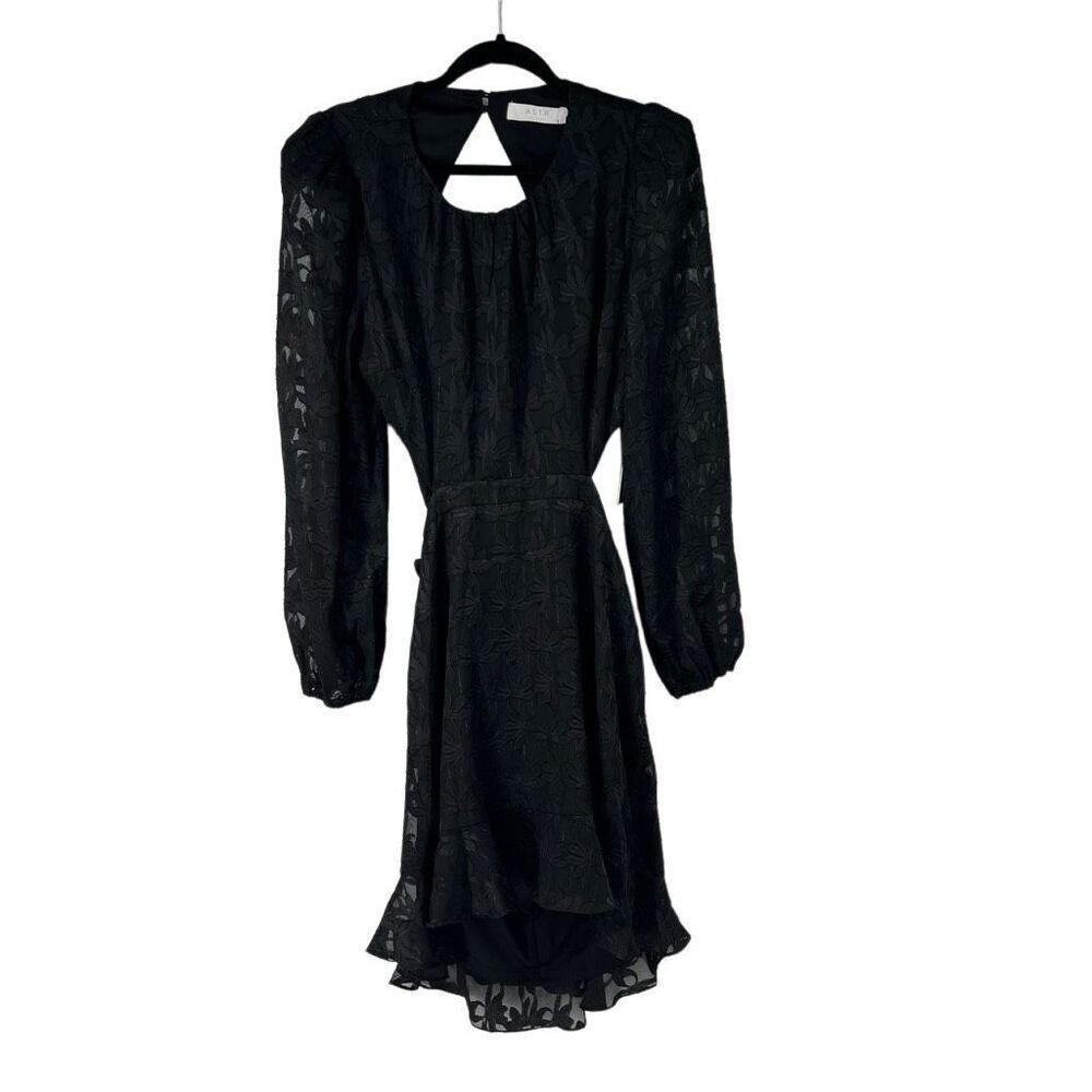ASTR The Label Black Floral Cutout Long Sleeve Dress Sz XL NWT‎ Sexy Women’s - Picture 2 of 9